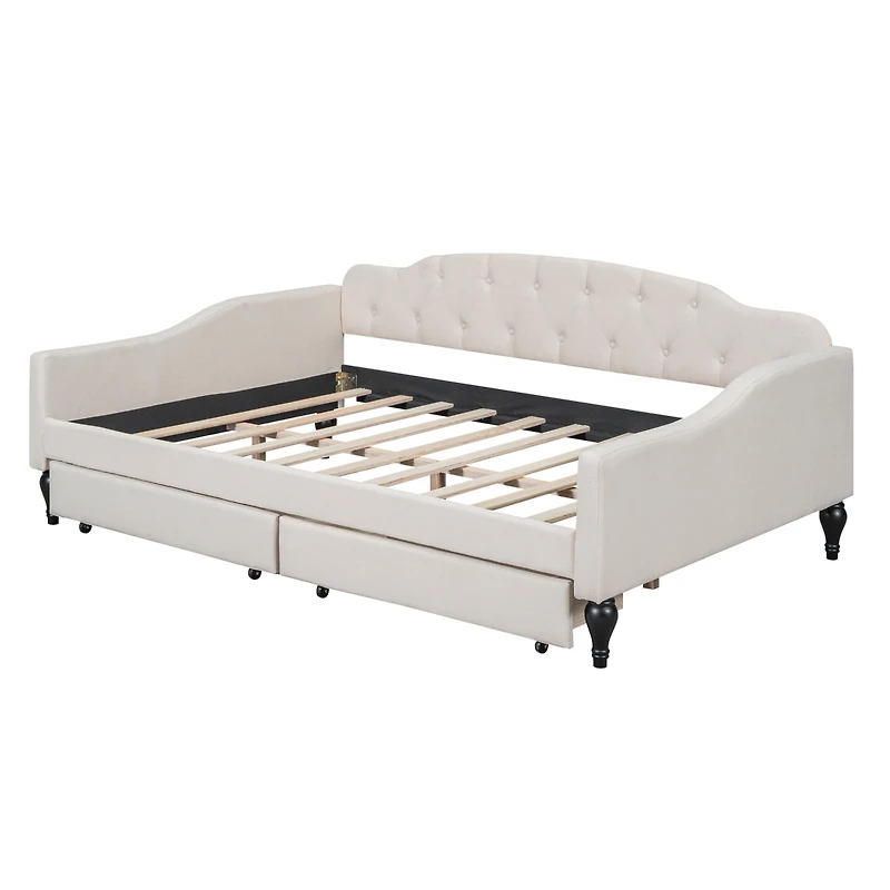 Streamdale Full Size Upholstered Tufted Daybed With Two Drawers