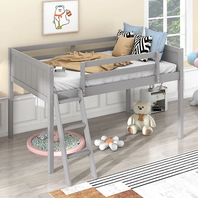 Streamdale Twin Wood Loft Bed with Reversible Ladder