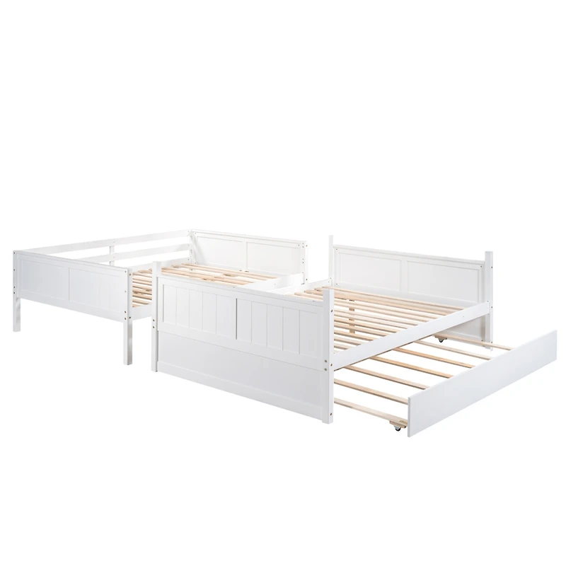 Streamdale Full Over Full Bunk Bed With Twin Size Trundle, Walnut