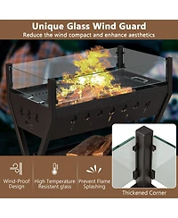 Slickblue Barbecue Charcoal Grills with Wind Guard Seasoning Racks-Black