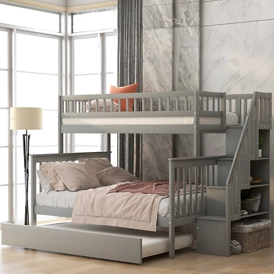 Streamdale Twin Over Full Bunk Bed With Trundle And Staircase