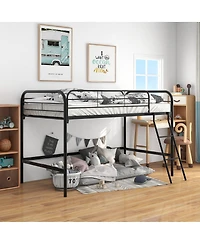 Simplie Fun Metal Twin Loft Bed, Twin Size High Loft Bed