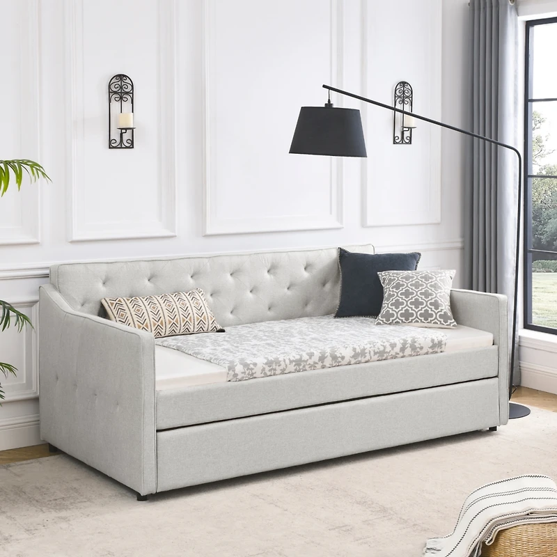 Streamdale Tufted Twin Daybed with Pullout Trundle (80.5"L)