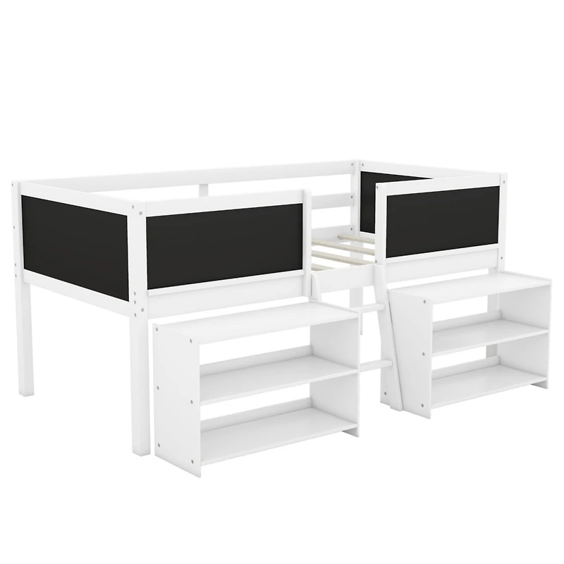 Streamdale Loft bed with shelves, ladder, guardrail chalkboard