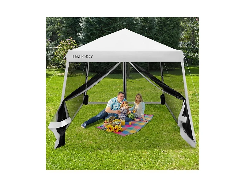 Slickblue 10 x 10 Feet Pop Up Canopy with with Mesh Sidewalls and Roller Bag