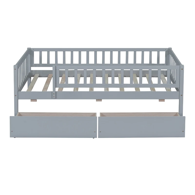 Simplie Fun Twin Daybed Wood Bed With Two Drawers, White