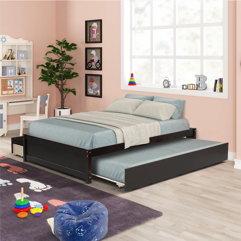 Streamdale Full Bed With Twin Trundle And Two Drawers