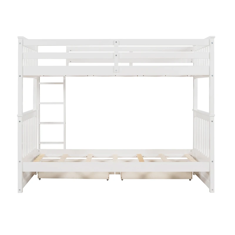 Streamdale Twin-Over-Twin Bunk Bed With Ladders And Two Storage Drawers
