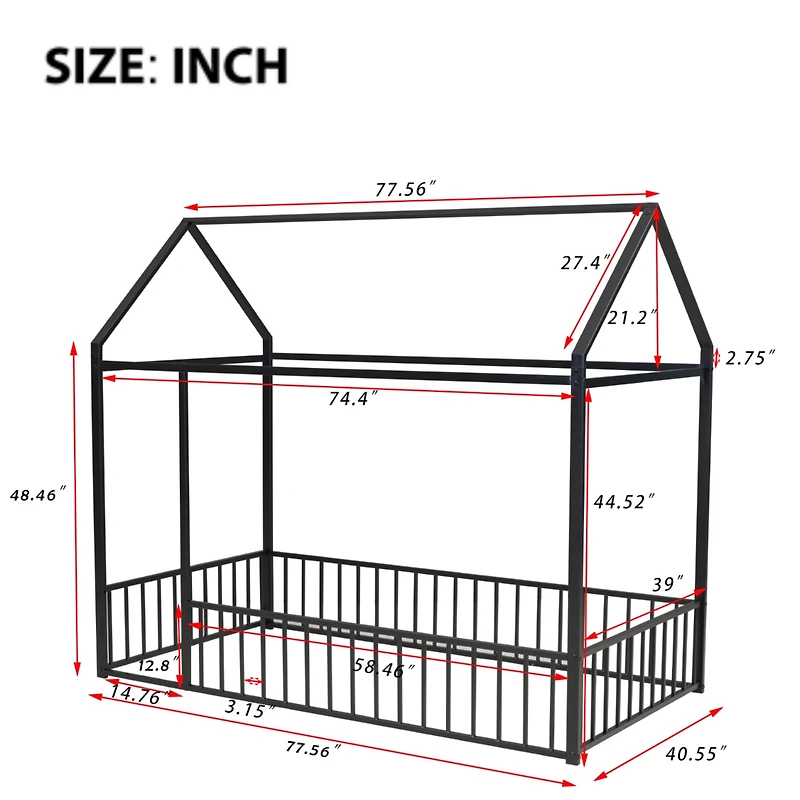 Streamdale Twin Metal Bed with Fence