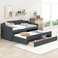 Streamdale Twin Size Upholstered Daybed With Trundle And Three Drawers