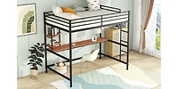 Streamdale Full Metal Loft Bed With Desk And Shelves