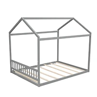 Simplie Fun Queen Size Wooden House Bed With Headboard