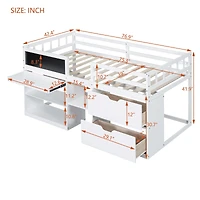 Streamdale Twin Low Loft Bed With Rolling Desk, Shelf And Drawers