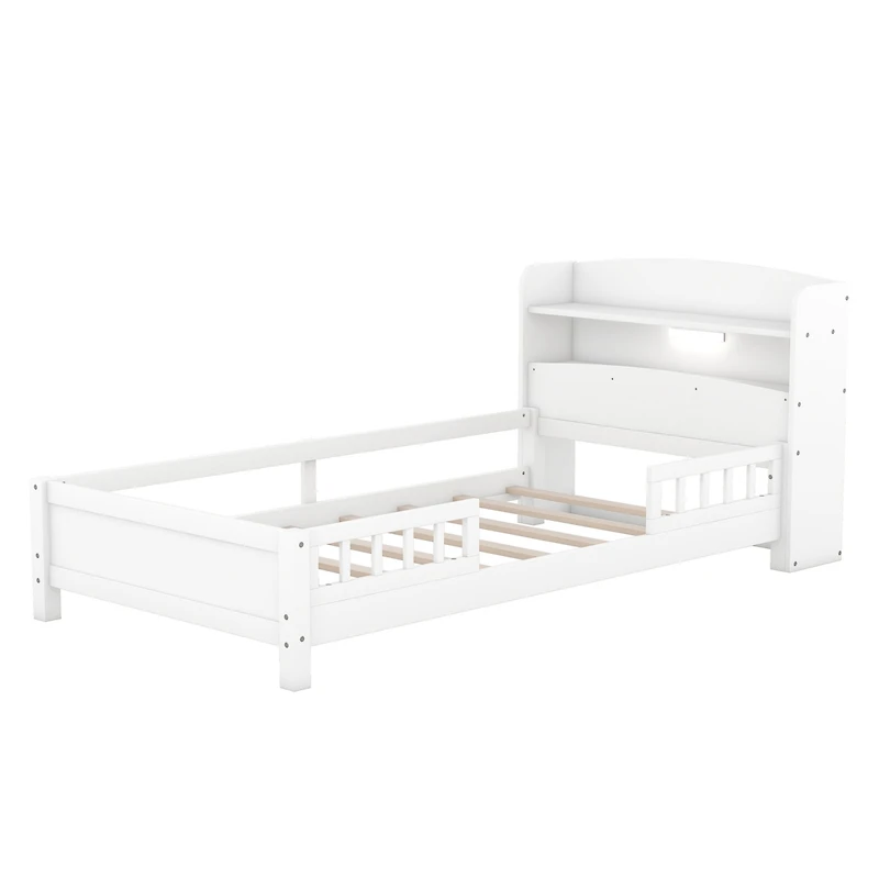 Streamdale Twin Platform Bed with Headboard Storage and Led Lights