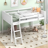 Streamdale Twin Wood Loft Bed with Reversible Ladder