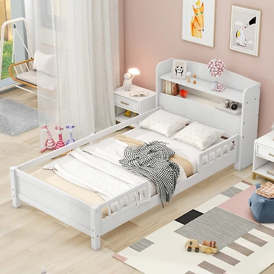 Streamdale Twin Platform Bed with Headboard Storage and Led Lights