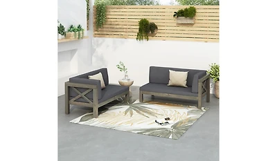 Streamdale Acacia Sofa Durable Wood, Water-Resistant Cushions