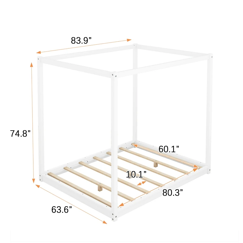 Streamdale Queen Size Canopy Platform Bed With Support Legs