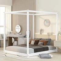 Streamdale Queen Size Canopy Platform Bed With Support Legs