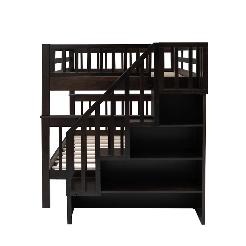 Streamdale Stairway Bunk Bed with Storage and Guardrail