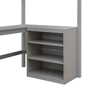 Streamdale Twin Loft Bed With Shelves And Desk, Wooden Desk