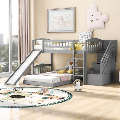 Streamdale Stairway Twin Over Twin Bunk Bed With Two Drawers And Slide