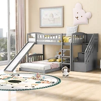 Streamdale Stairway Twin Over Twin Bunk Bed With Two Drawers And Slide