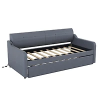 Streamdale Twin Upholstery Daybed with Trundle and Usb Charging