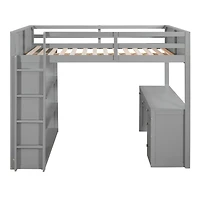 Streamdale Full Loft Bed With Ladder, Shelves, And Desk