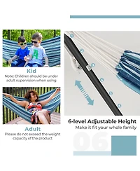 Slickblue Portable Indoor Outdoor 2-Person Double Hammock Set with Stand and Carrying Cases-Blue