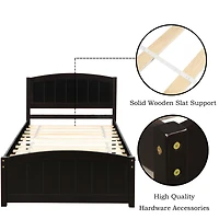 Streamdale Wood Platform Bed With Headboard, Footboard And Slat Support Twin