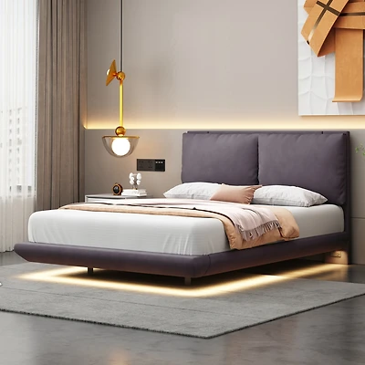 Streamdale Full Size Platform Bed with Sensor Light, Backrests, Usb Ports