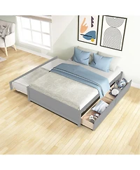 Streamdale Full Bed With Twin Size Trundle And Two Drawers