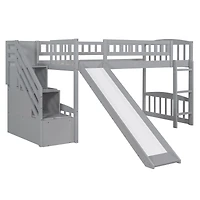 Streamdale Stairway Twin Loft Bed With Two Drawers And Slide