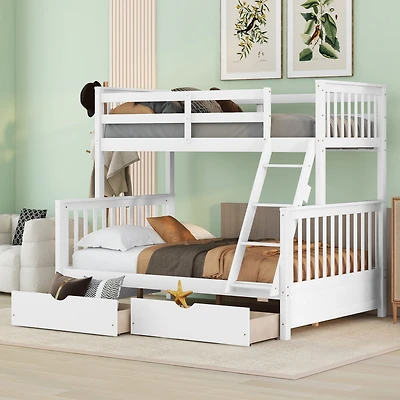 Streamdale Twin-Over-Full Bunk Bed With Ladders And Two Storage Drawers