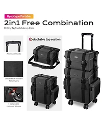 Byootique Classic Black Rolling 2in1 Cosmetic Case Sided Makeup Artist Organizer