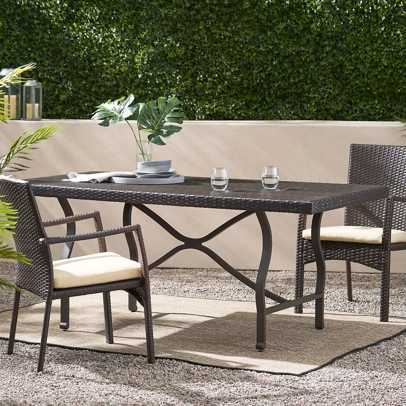 Streamdale Sleek 70" Wicker Dining Table for Patio Expansions
