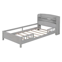 Streamdale Twin Platform Bed with Headboard Storage and Led Lights
