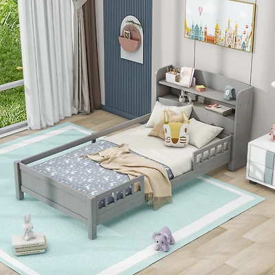 Streamdale Twin Platform Bed with Headboard Storage and Led Lights
