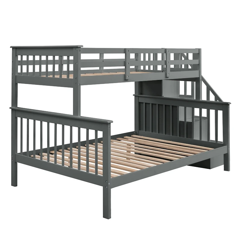 Streamdale Twin-Over-Full Bunk Bed with Storage and Guardrails