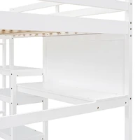 Streamdale Full Wooden Loft Bed With Shelves, Desk And Writing Board