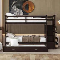 Streamdale Twin Over Bunk Bed With Trundle And Staircase, White