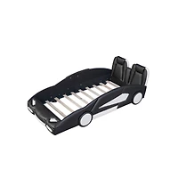 Streamdale Twin Race Car-Shaped Platform Bed With Wheels
