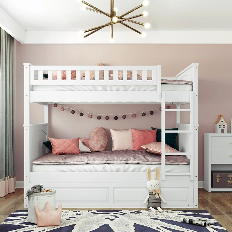 Streamdale Gold Full-Over-Full Bunk Bed with Twin Trundle