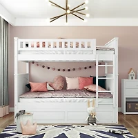 Streamdale Gold Full-Over-Full Bunk Bed with Twin Trundle