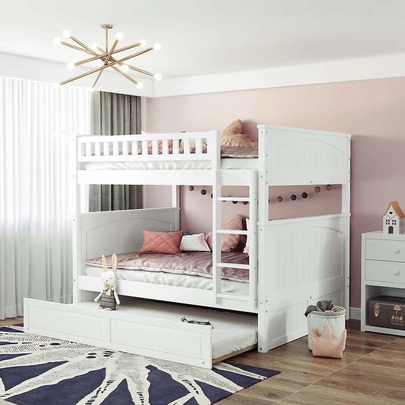 Streamdale Gold Full-Over-Full Bunk Bed with Twin Trundle