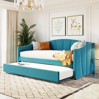 Streamdale Upholstered Daybed Sofa Bed Twin With Trundle And Wood Slat