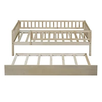 Streamdale Twin Wood Daybed With Trundle And Fence Guardrails
