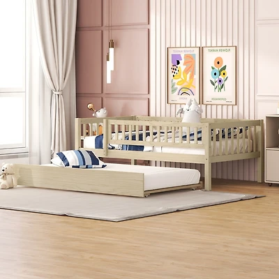 Streamdale Twin Wood Daybed With Trundle And Fence Guardrails