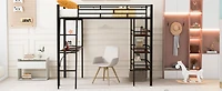 Streamdale Loft Bed with Shelves, Desk, and Whiteboard